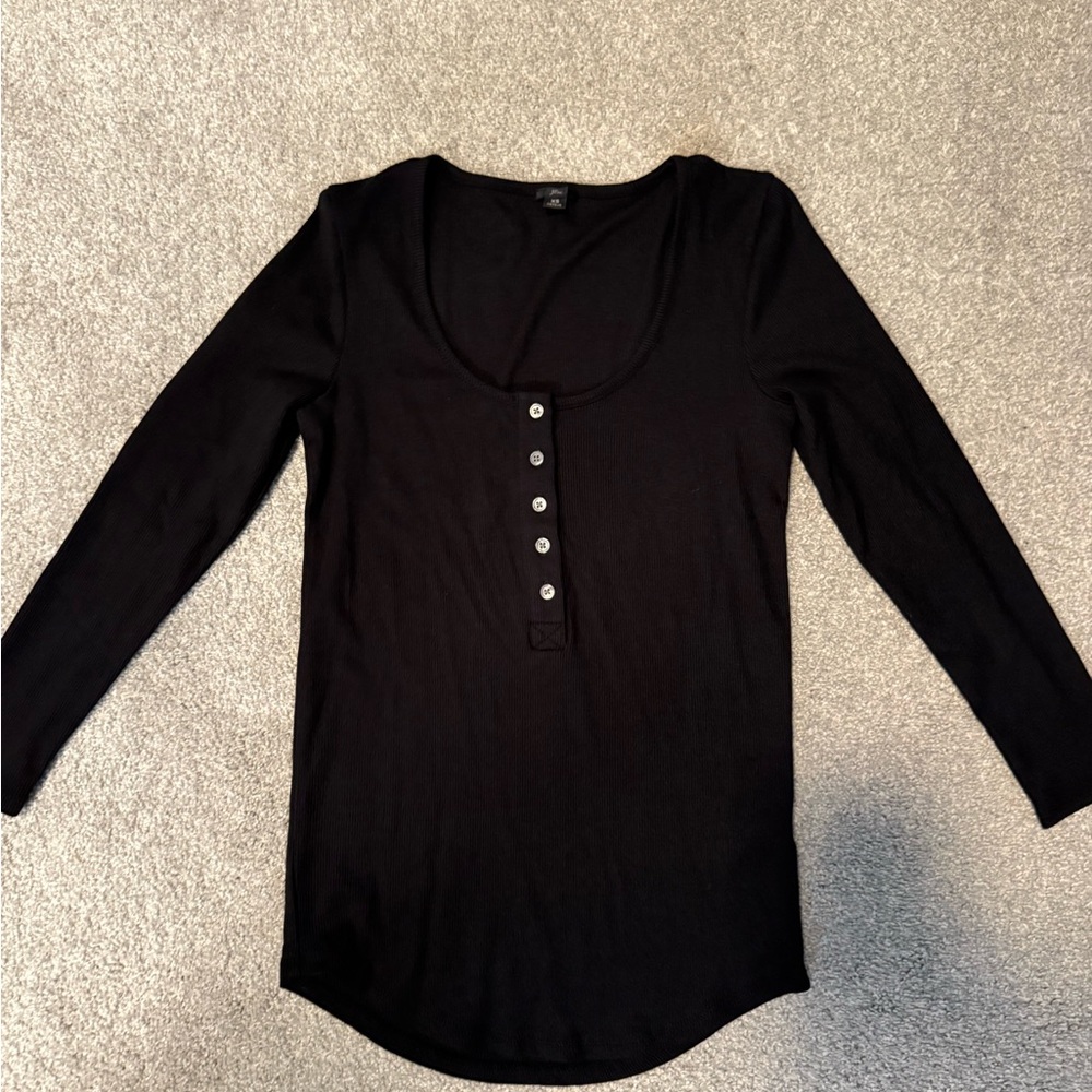 J. Crew Black Long Sleeve Buttoned Top